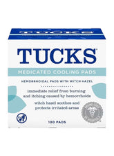 Tucks medicated cooling pads for hemorrhoids in a box of 100 for soothing relief from irritation